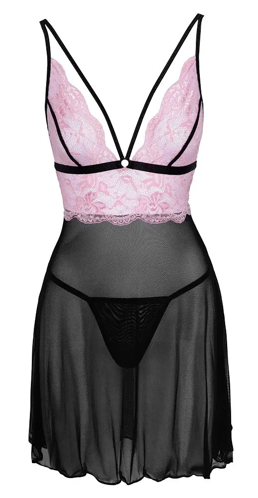 Пеньюар Babydoll black/pink S Cottelli 42-27413421021 101821 - фото 2