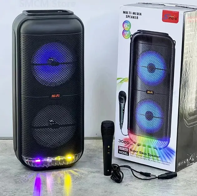 Портативна Bluetooth колонка ZQS-6227 акустична система з мікрофоном та RGB підсвічуванням Чорний - фото 2