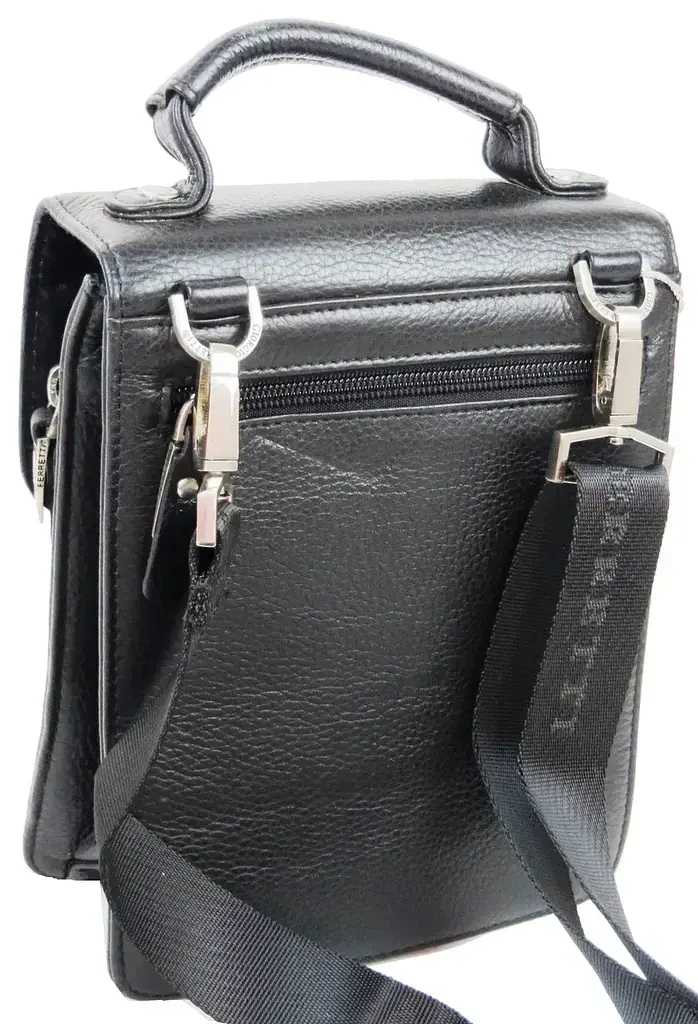 Барсетка чоловіча Giorgio Ferretti EF053 шкіряна 21х16х10 см Чорна - фото 5