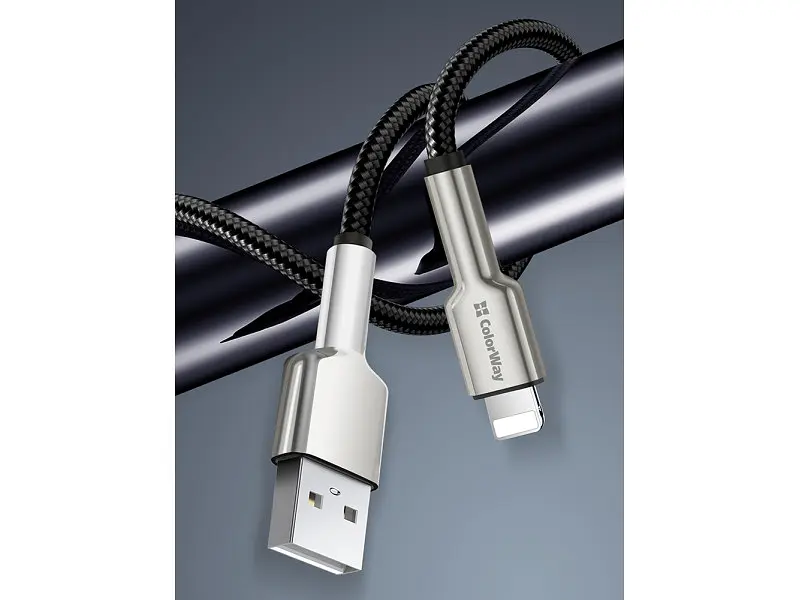 Кабель ColorWay USB - Lightning 1m Black (CW-CBUL046-BK) - фото 10