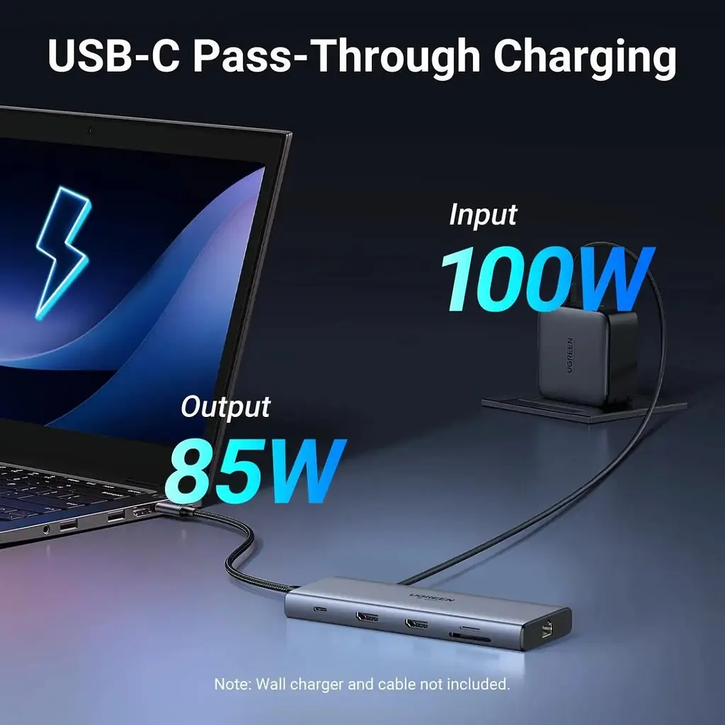 Док-станція USB3.2 Type-C --> HDMIx2, 60Hz/2xUSB-A/2xUSB-C 3.2/ RJ45/SD/TF/PD 100W CM639 Ugreen - фото 5