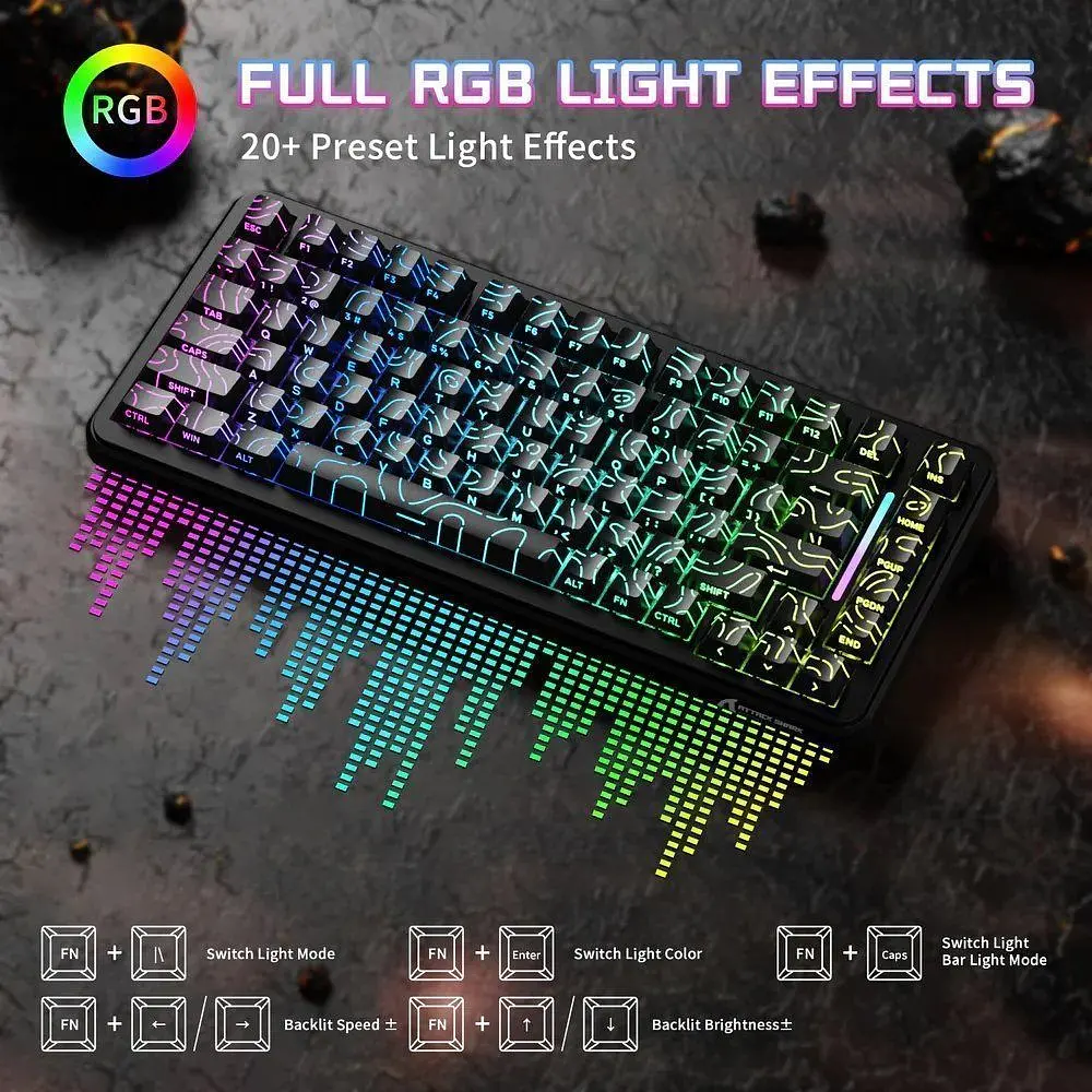 Клавіатура Attack Shark X82 Pro RGB HE магнітні перемикачі бездротова чорна Contour Line (AS-6972792470696-BCL) [166726] - фото 8