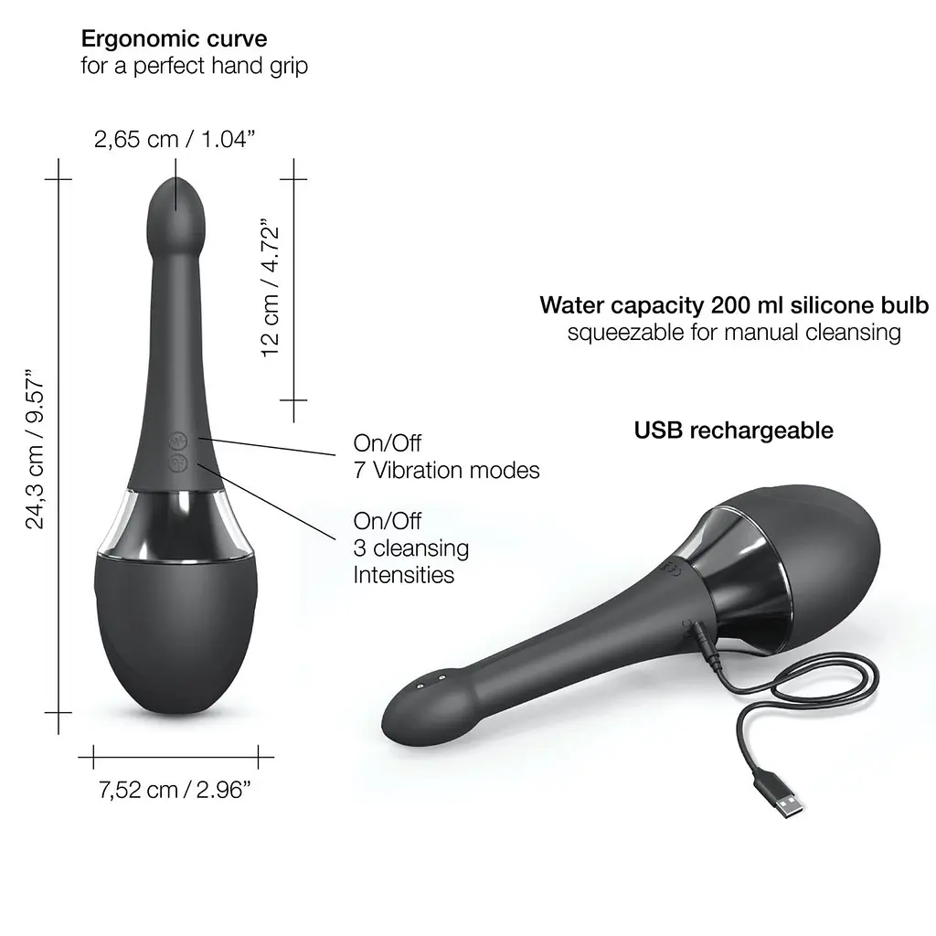 Автоматичний анальний душ з вібрацією Dorcel Douche Mate Pro 200 мл (чорний) - фото 7