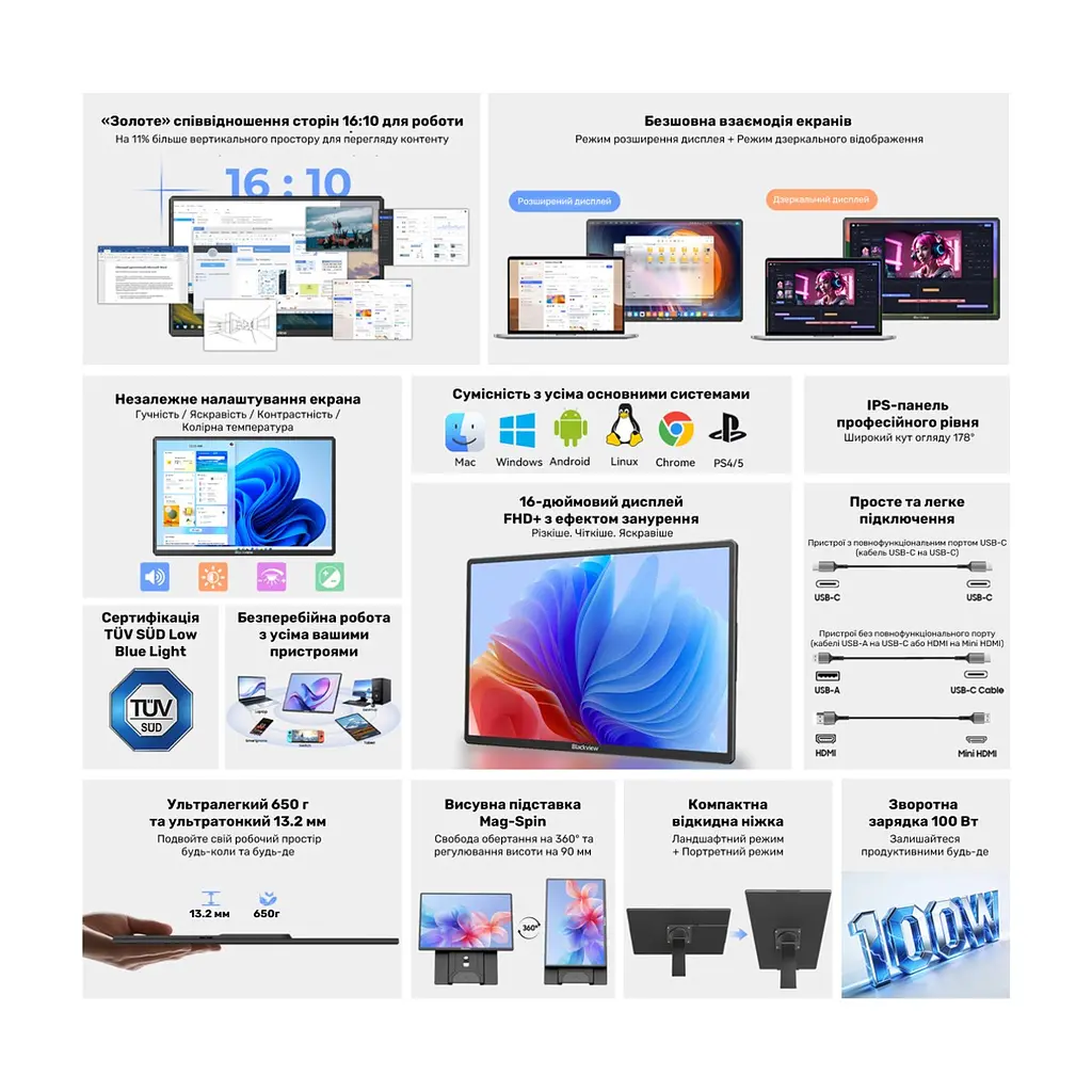 Монітор Blackview Table 9 LCD Monitor 16inch (BVTABLE9) - фото 7