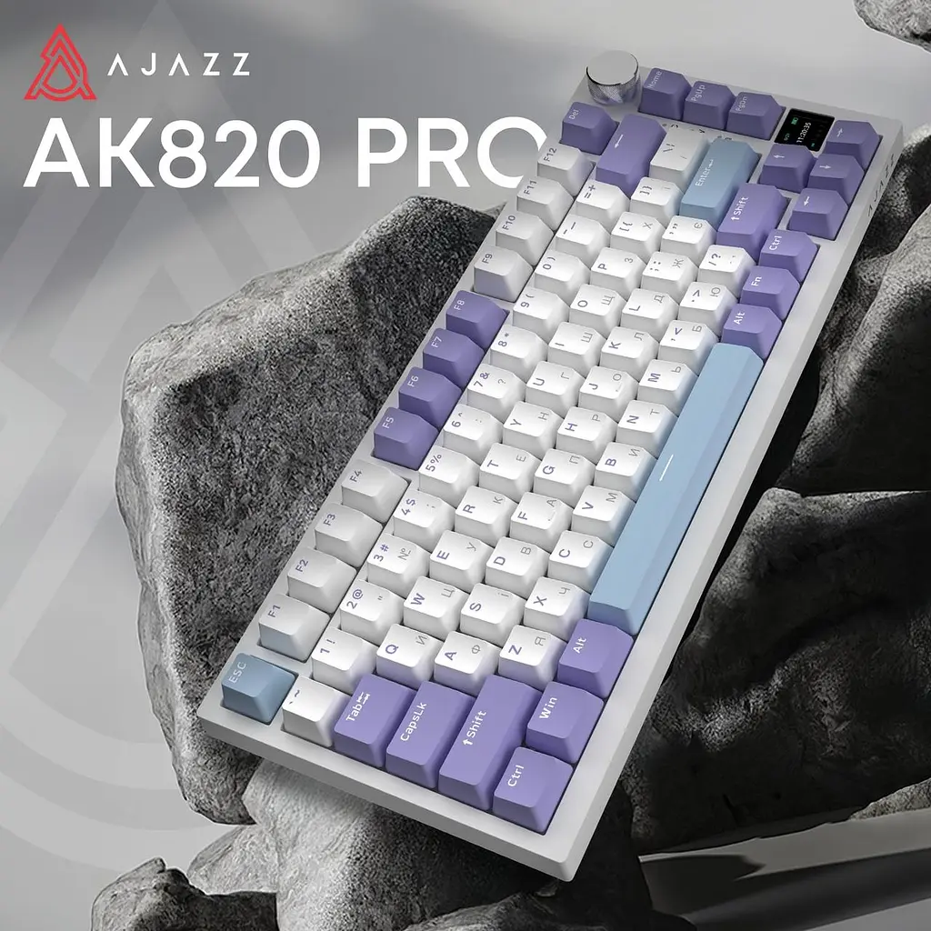 Клавіатура бездротова Ajazz AK820 Pro Flying Fish Switch Пурпуровий RGB With Screen (AK820PRO-FF-PWB) - фото 6