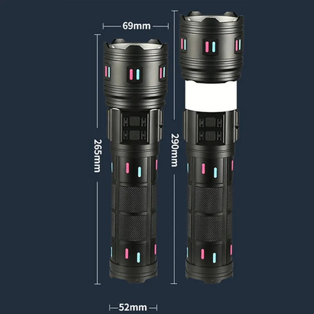 Ліхтар NIGHT VISION FLUORESCENCE XPRO AK178-WHITE LASER LED PM60-TG+COB 8x18650 3.7V, Power Bank, ЗУ Type-C, zoom, 5 фільтрів (47156-178_1489) - фото 9
