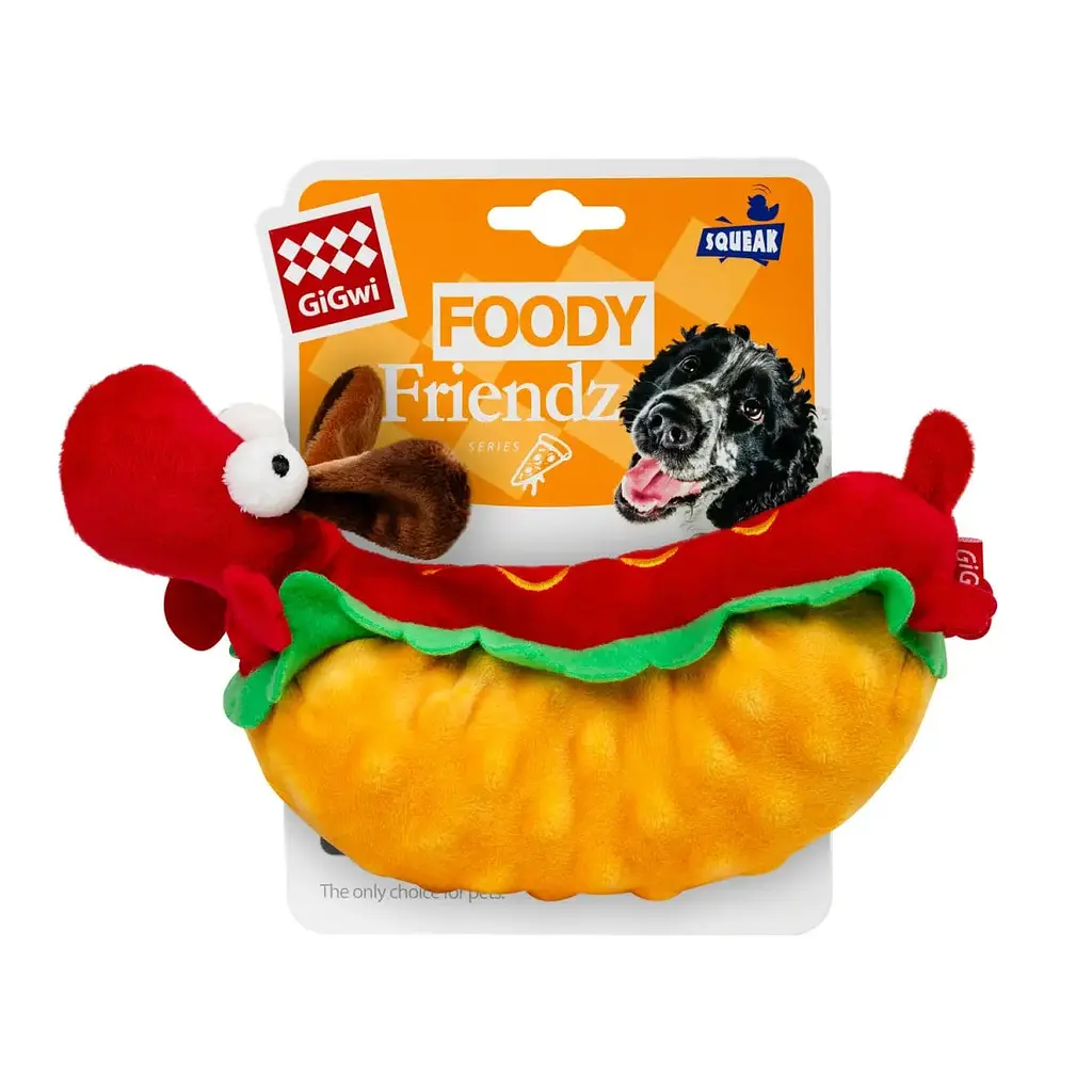 Игрушка для собак GiGwi Foody Friends Хот-Дог с пищалкой 24 см - фото 2