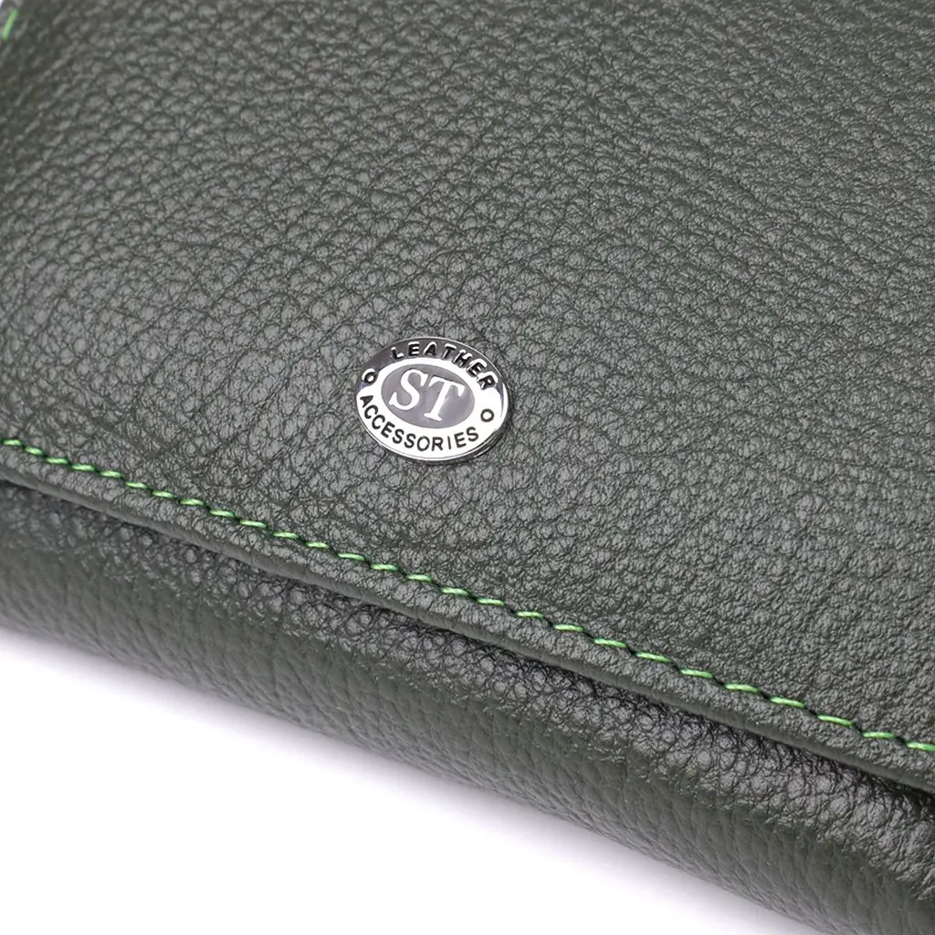 Жіночий гаманець компактного розміру з натуральної шкіри ST Leather 23072 зелений - фото 9