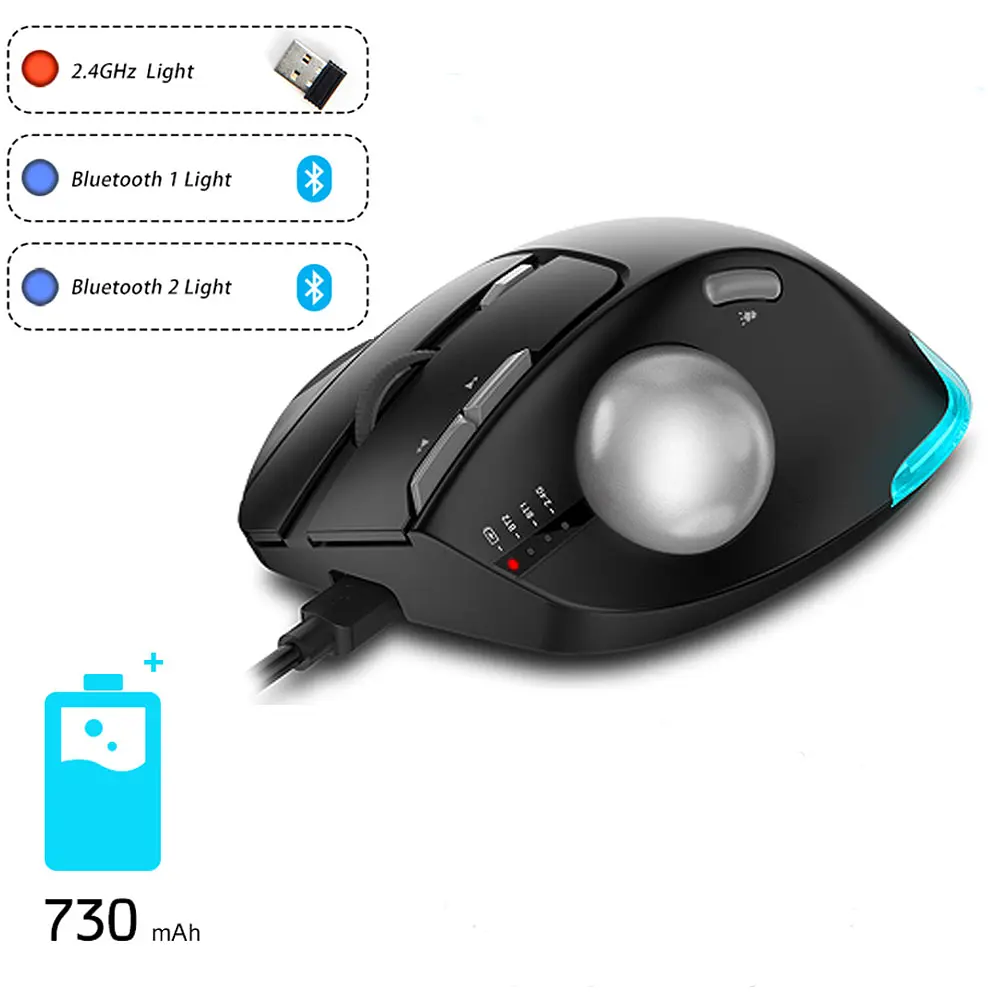 Миша бездротова Zelotes F-33 з трекболом та акумулятором - фото 5