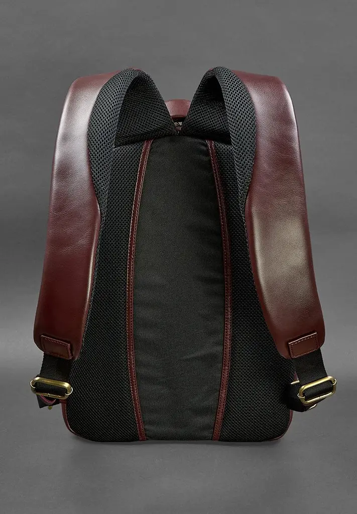 Кожаный рюкзак бордовый краст - фото 7