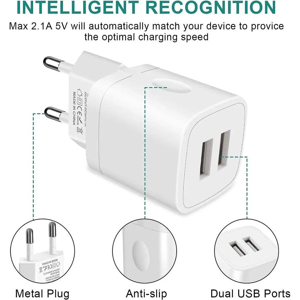 Зарядний пристрій з кабелем USB C 2.1 А/5 - фото 2