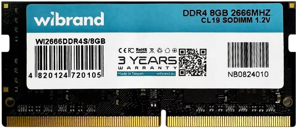 Оперативна пам'ять Wibrand 8GB SODIMM DDR4 2666MHz (WI2666DDR4S/8GB) - фото 2