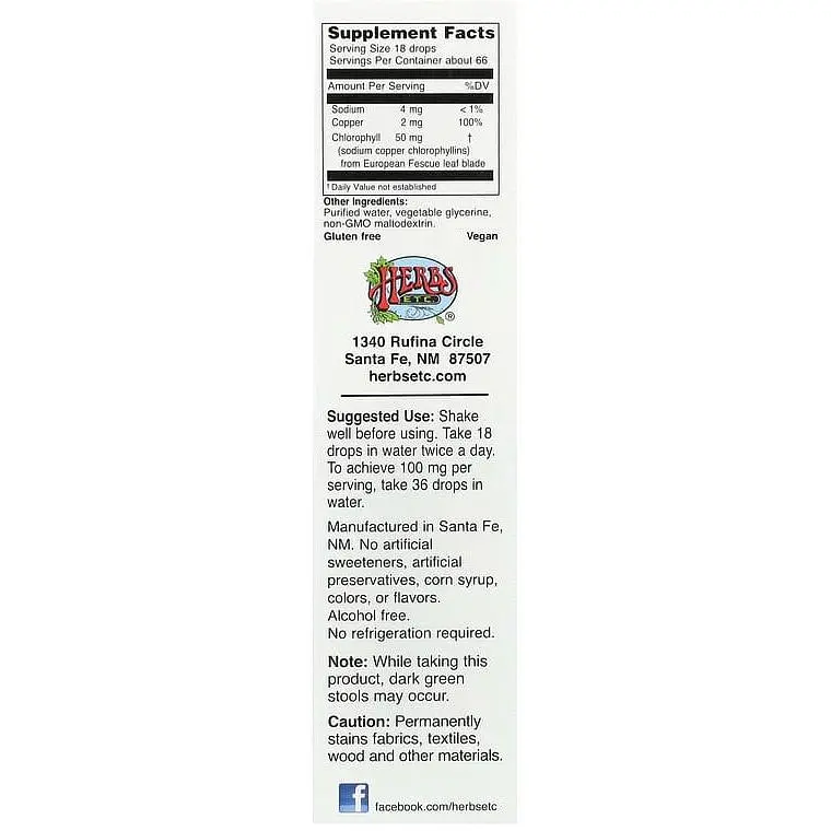 Рідкий хлорофіл Herbs Etc. Chlorophyll Concentrate без спирту 30 мл - фото 3