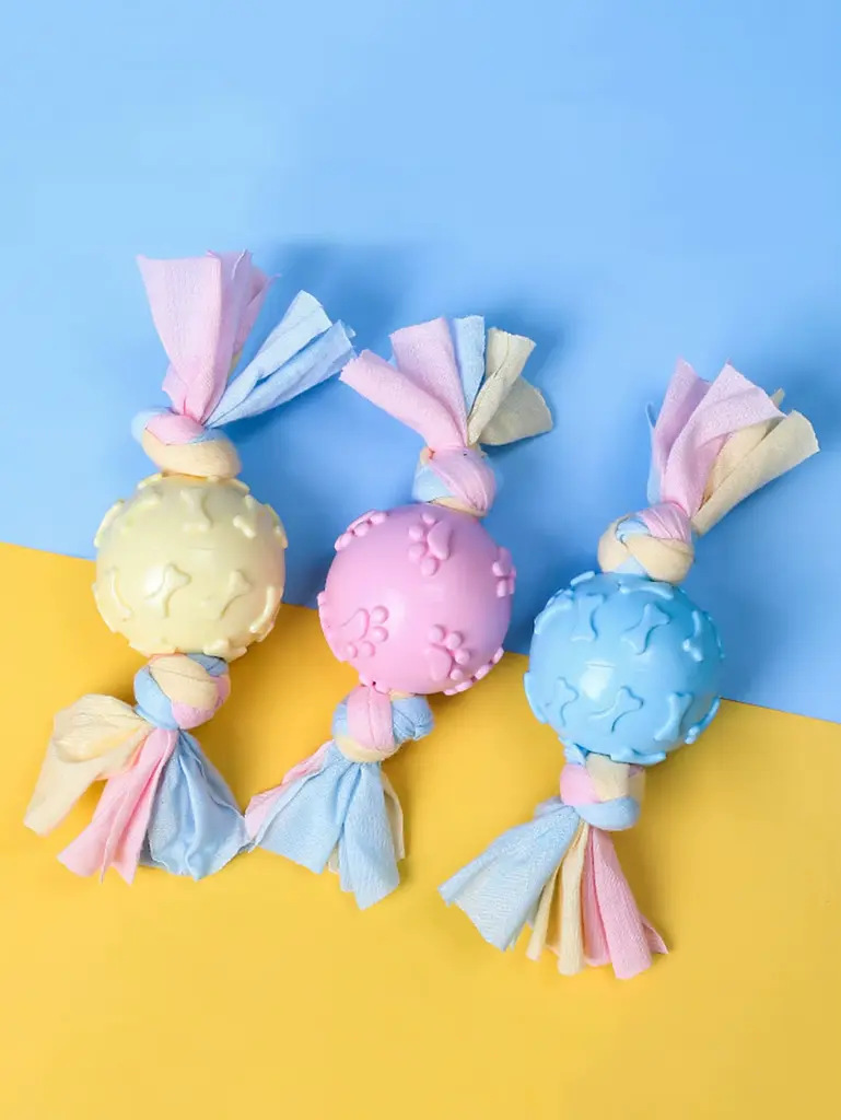 Жувальна іграшка для собак Derby Candy ball with bones and cotton rope - фото 2