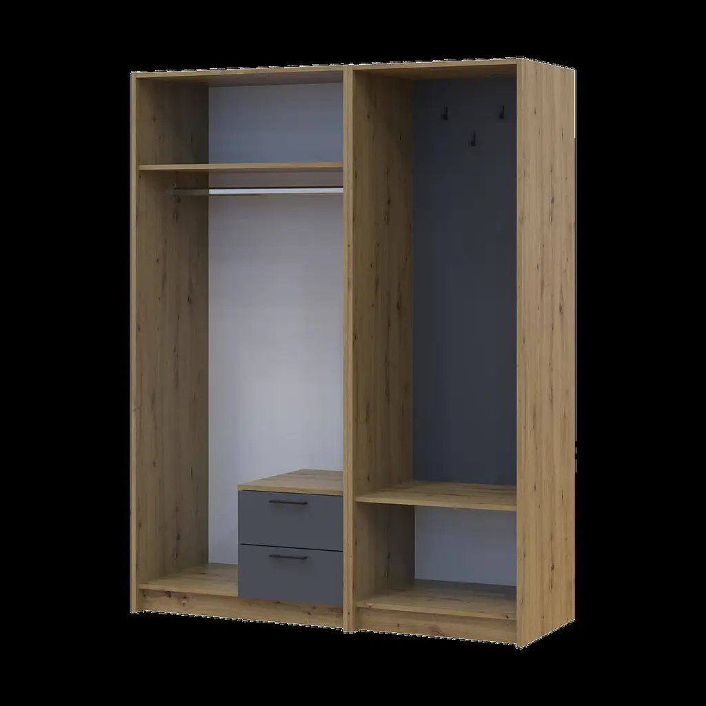 Шафа для одягу Doros Ронді з вішалкою та дзеркалом Дуб Артізан/Графіт 2 ДСП 142х52х195 (42005271) - фото 5