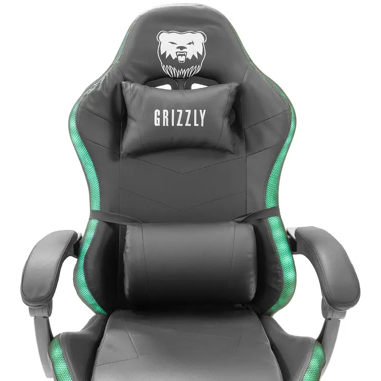 Геймерское кресло Grizzly с RGB LED подсветкой 12 режимов черное - фото 6