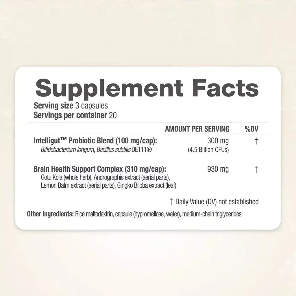 Комплекс для здоров'я мозку з пробіотиком RidgeCrest Herbals Intelligut 60 капсул - фото 2