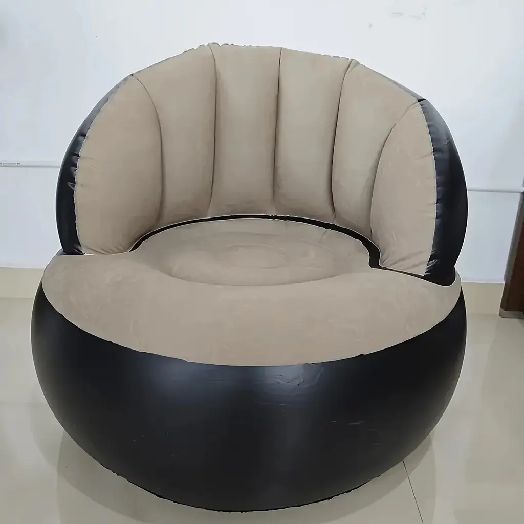Надувне садове крісло Sofa AND LY-10 для відпочинку  85 х 85 х 74 см  високоякісний хлопок + міцний ПВХ з вологостійким покриттям Бежеивий - фото 2