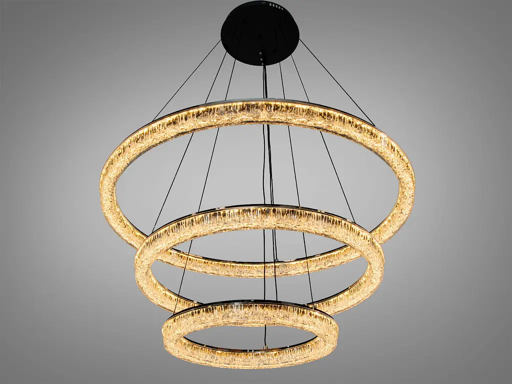 Сучасна підвісна LED люстра Diasha 1712/800+600+400BK з трьома кільцями, чорна, 125 W, освітлення 10-25 м2 - фото 2