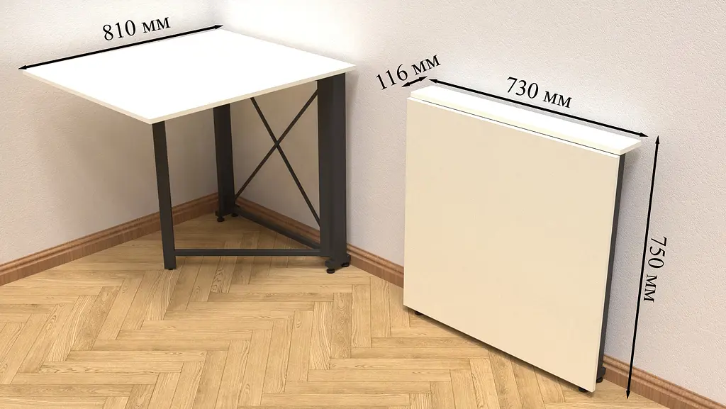 Стол-книга трансформер Орион 1 Ferrum-decor 750x810x730 Черный металл ДСП Белое 16 мм (FRD-104597) - фото 6