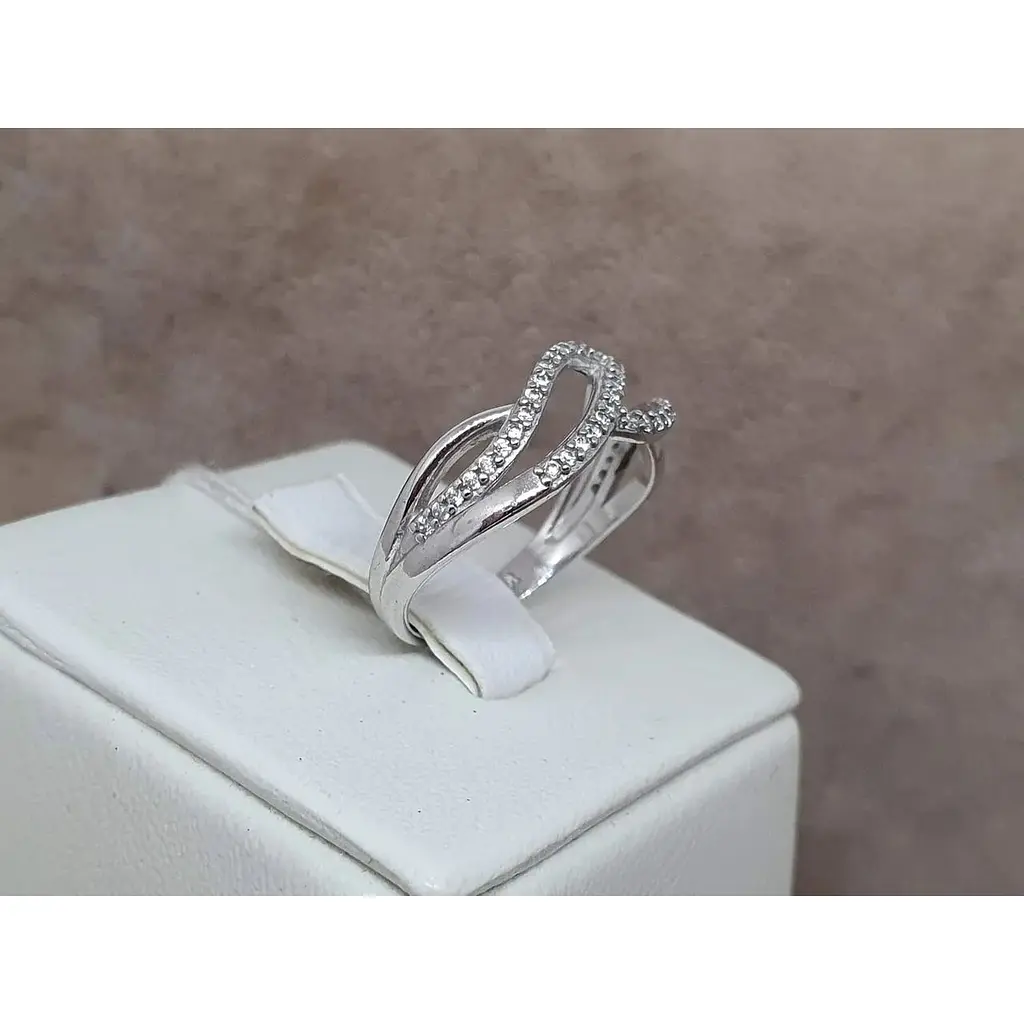 Срібне кільце Агні ЗВУЧАННЯ з фіанітами. 1162/1Р-CZ 17 - фото 3