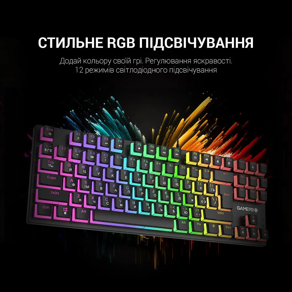 Клавиатура GamePro MK80B Blue Switch RGB USB Black [113542] - фото 7