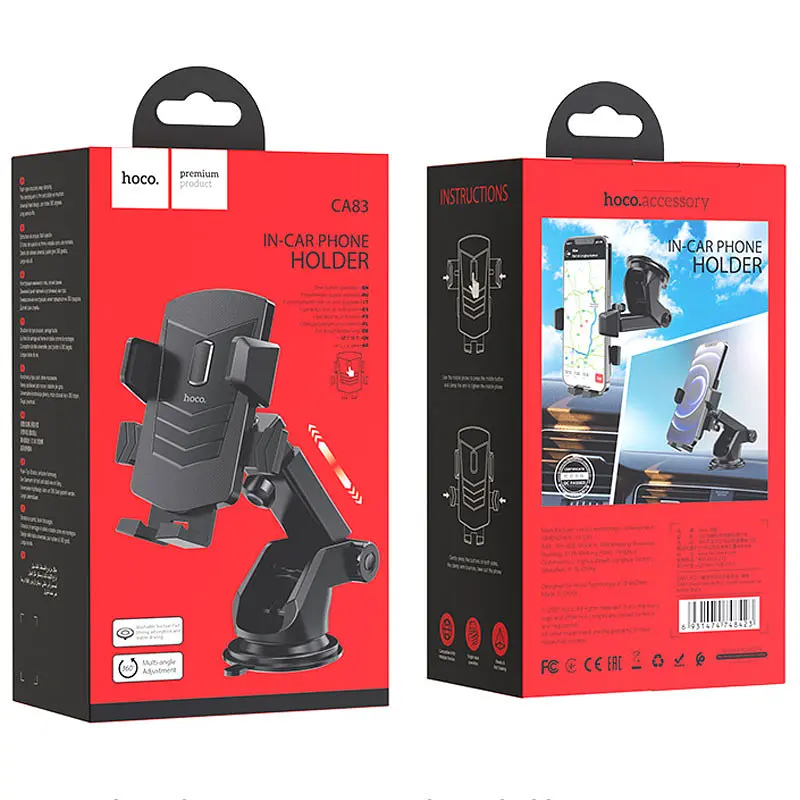 Автодержатель Hoco CA83 David one-button (center console) Black - фото 6