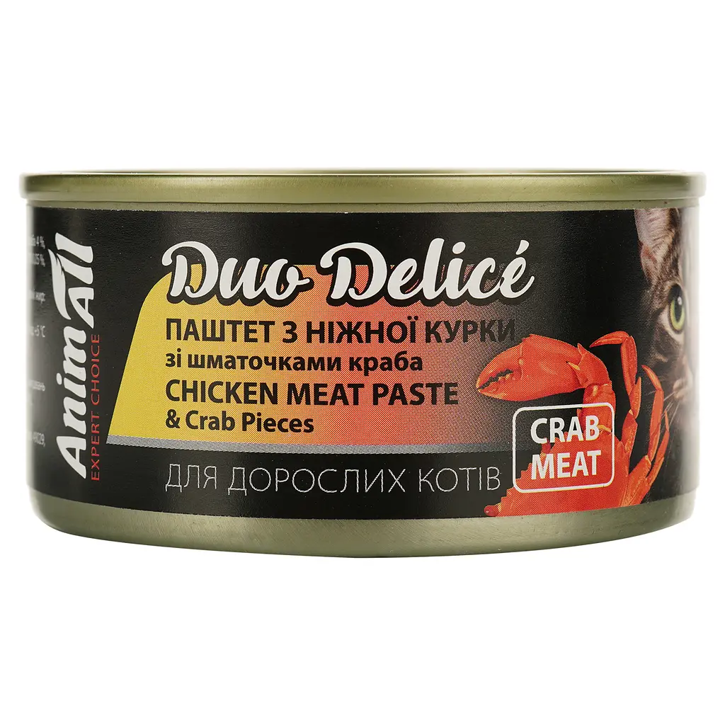  Влажный корм для кошек AnimAll Duo Delice паштет из курицы с кусочками краба 80 г - фото 2