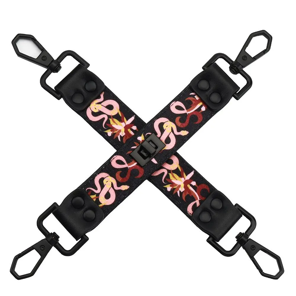 БДСМ-набір LOCKINK The Flowering Serpent Bondage Set, чорний, з малюнком у вигляді змій, 7 предметів - фото 6