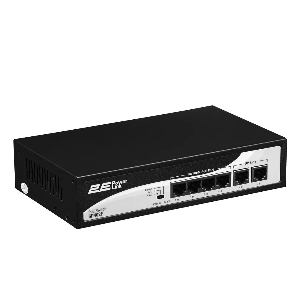 Коммутатор PowerLink SP402F 6xFE (4xPoE, 2xUplink), 55Вт, Неуправляемый 2E teh0018107 - фото 3