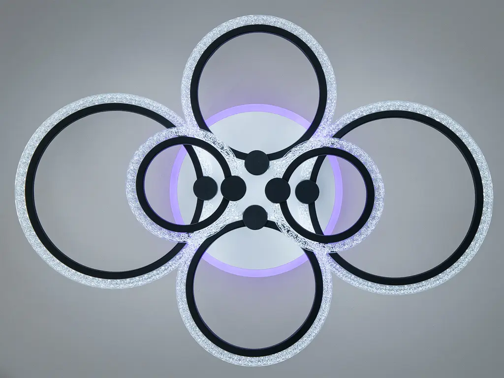 Потолочная люстра Romin Diasha черная 6 колец 105 Вт диммер - фото 2