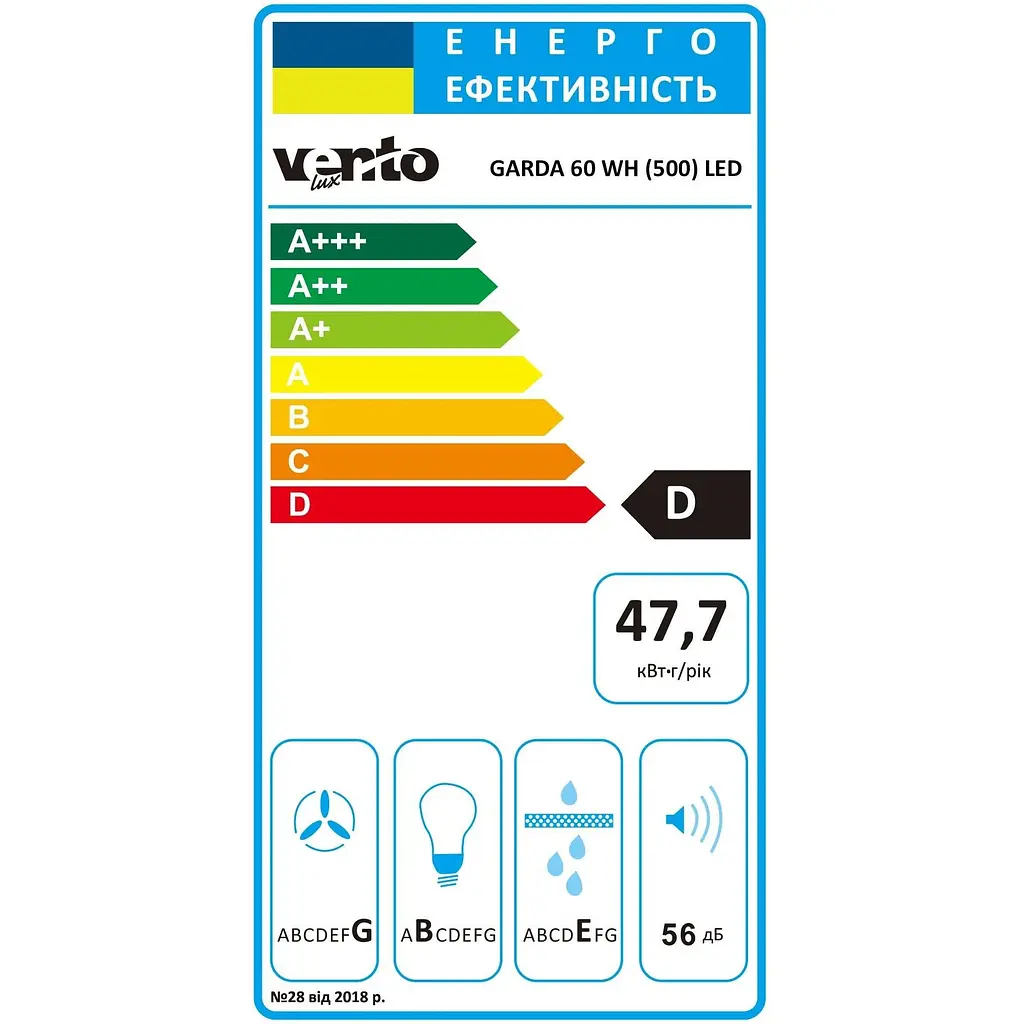Витяжка Ventolux Garda 60 WH (500) LED - фото 7