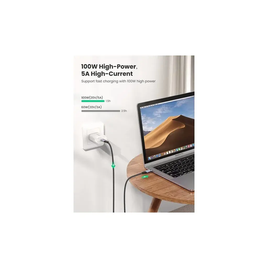 Дата кабель USB-C to USB-C 1.0m USB3.1 Gen2 US355 5A Alum. (Black) Ugreen (80150) - фото 2