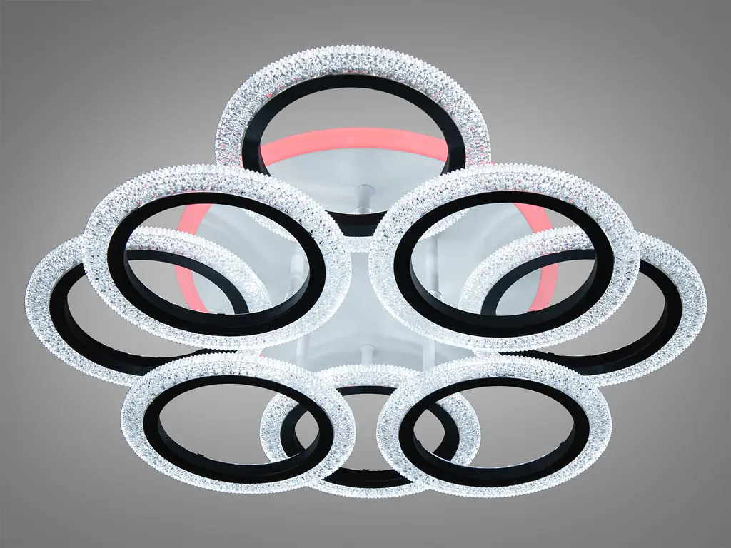 Стельова LED-люстра з пультом, диммером та підсвічуванням 135 Вт Diasha 2408/4+4BK LED 3color dimmer - фото 2
