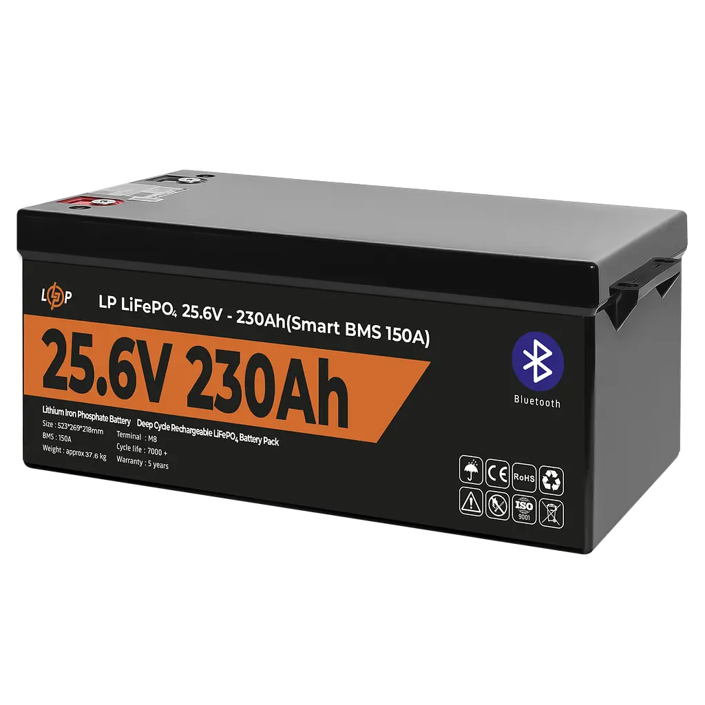 Акумулятор LP LiFePO4 25,6V - 230 Ah (5888Wh) (Smart BMS 150А) з BT пластик - фото 3