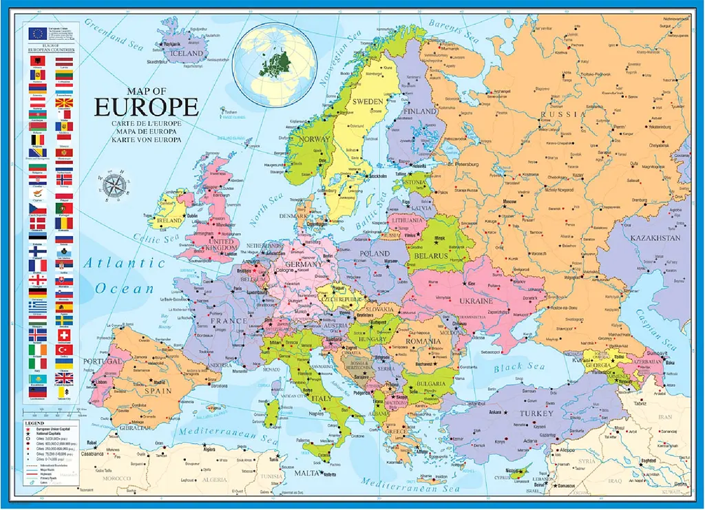 Пазл EuroGraphics Мапа Европи 1000 елементів (6000-0789) - фото 2