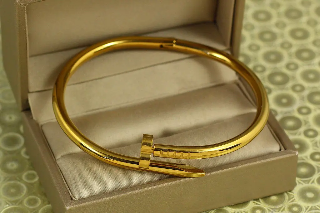 Браслет бенгл Stainless steel цвях four-leaf clover 60 мм на руку від 17 до 19 см лимонний - фото 2