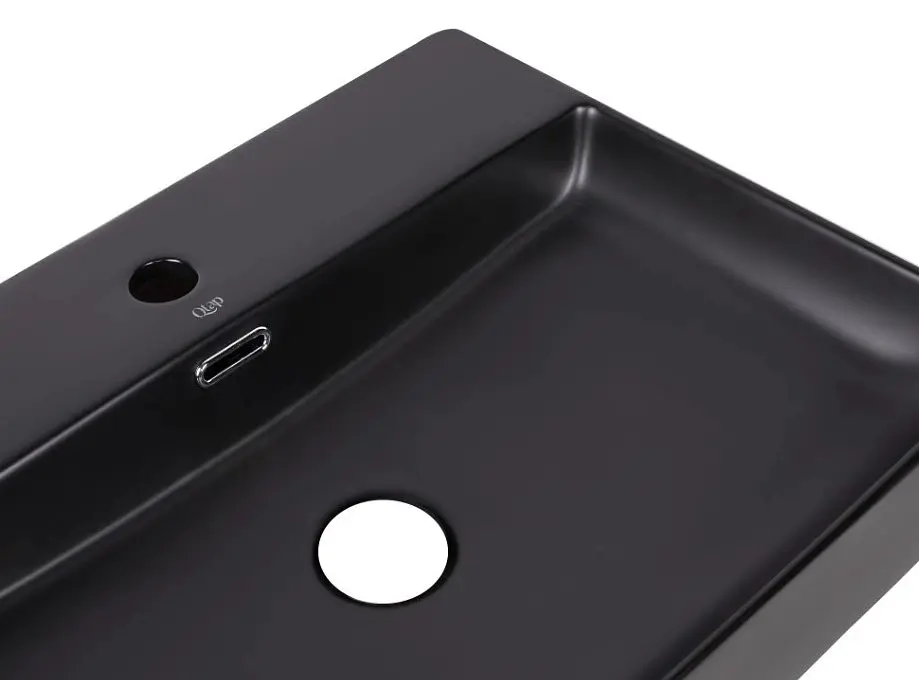 Комплект Qtap Nando LT: Раковина підвісна прямокутна 500х420х130 мм Matt Black + Донний клапан PU03O (QT12112173SMBMBN47322) - фото 4