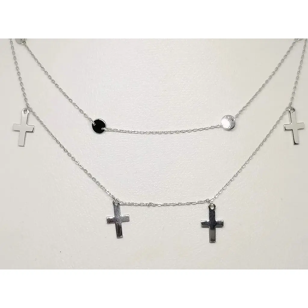 Серебряное колье Qvaliz Крестики. 908-01208 38 - фото 2
