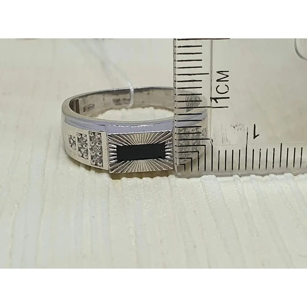 Срібна чоловіча каблучка Vegas з фіанітами. Артикул 60028Р 20,5 - фото 4