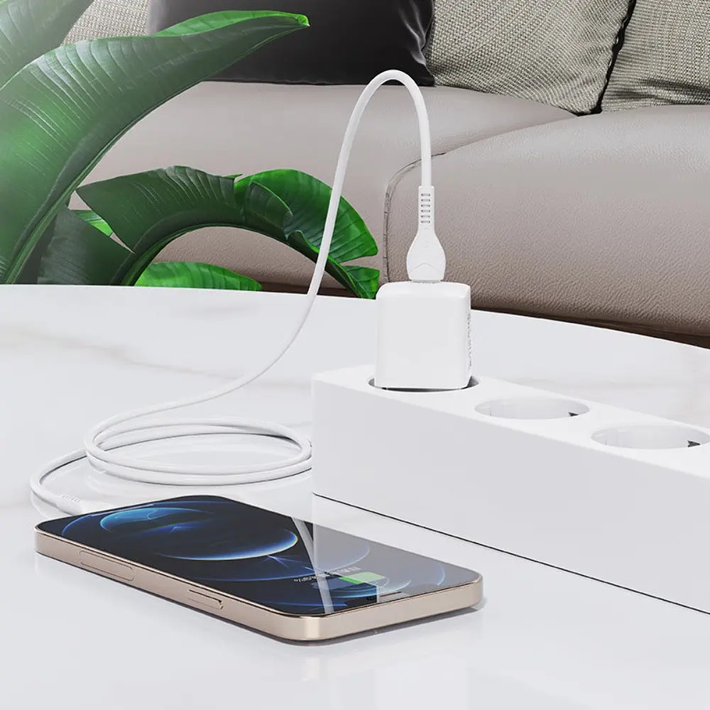Зарядний пристрій Hoco N10 Type-C PD 20W білий + кабель Type-C to Lightning - фото 2