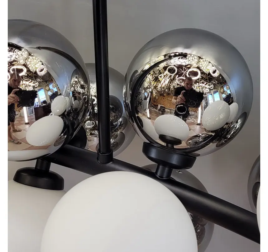 Підвісна люстра Artlight LQ7073-24 на 8 ламп G9 з білими та графітовими плафонами - фото 6