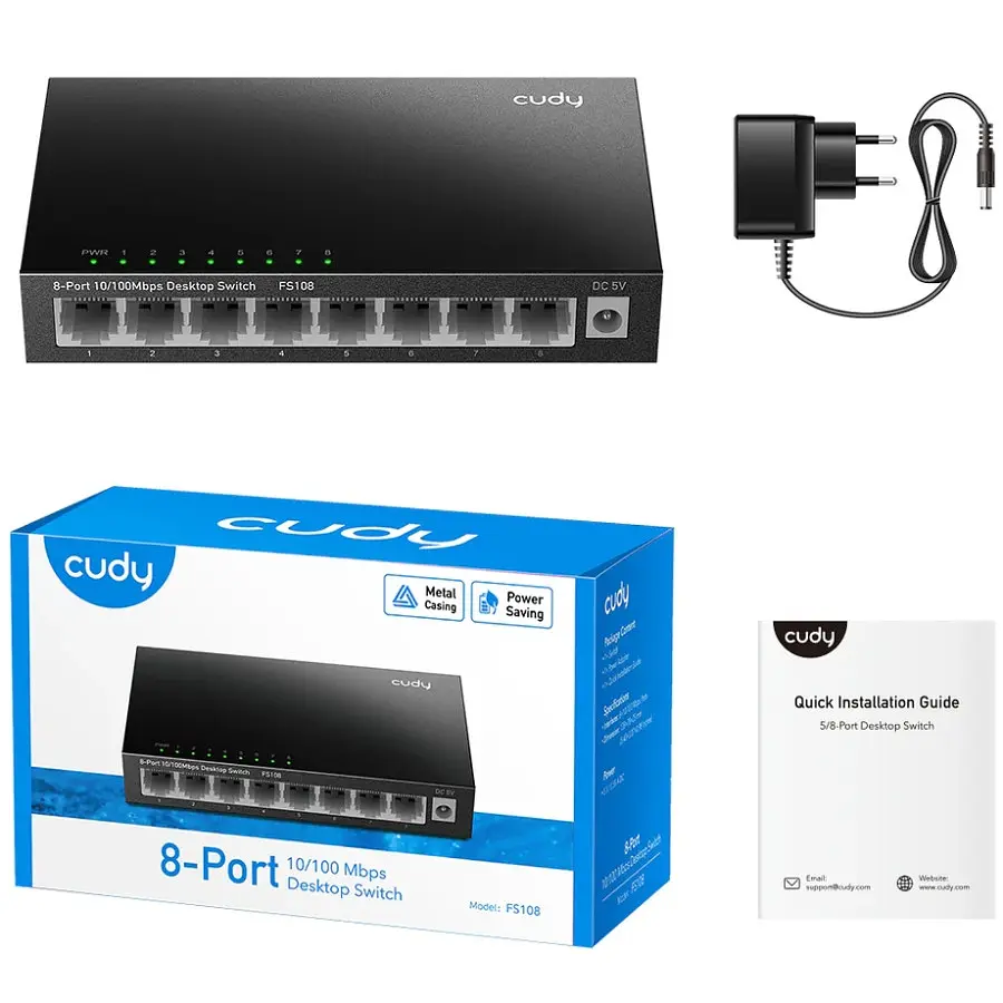 Комутатор Cudy FS108, 8 портовий 10/100 Mbps Metal Switch - фото 3
