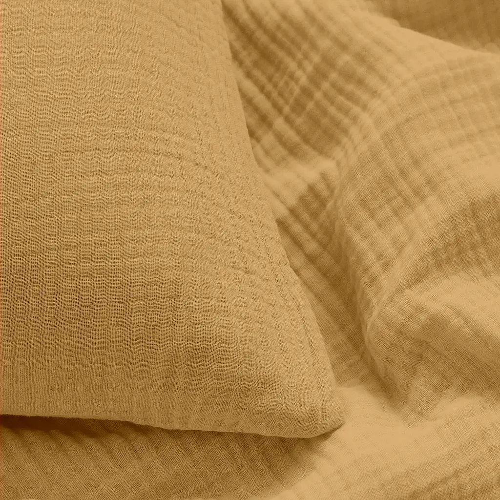 Комплект постільної білизни Cosas двоспальний без простирадла муслін MUSTARD 180 x 220 см (Set_Muslin_08Mustard_180_2) - фото 4
