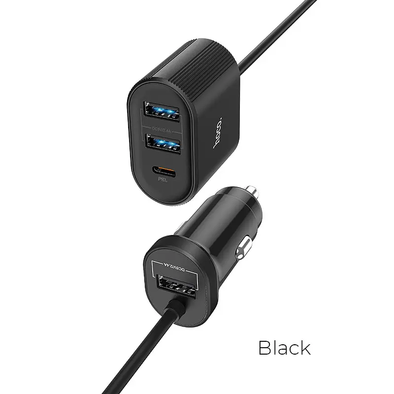 Адаптер автомобильный Hoco Companheiro Front and Rear Seat Z35 азу 3USB + 1Type-C - фото 2