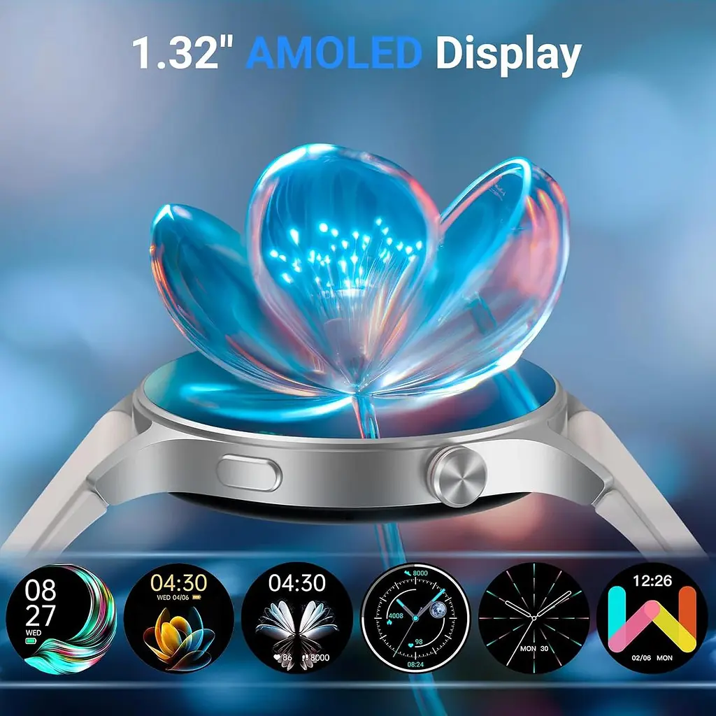 Смарт-годинник Fitpolo AR-01 з AMOLED 1.3" дисплеєм Bluetooth дзвінками водонепроникний 3ATM з підтримкою Android IOS 120 спортивних режимів круглий сірий (SKU-142) - фото 4