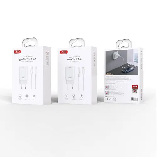 Сітчасте зарядне пристрій XO CE25 PD25W USB-C Fast Charger Type-C cable Білий - фото 6