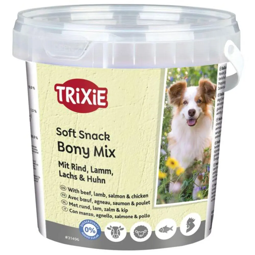 Ласощі Trixie Soft Snack Bony Mix для собак з яловичиною ягнятим лососем та куркою 500 г (арт.31496)