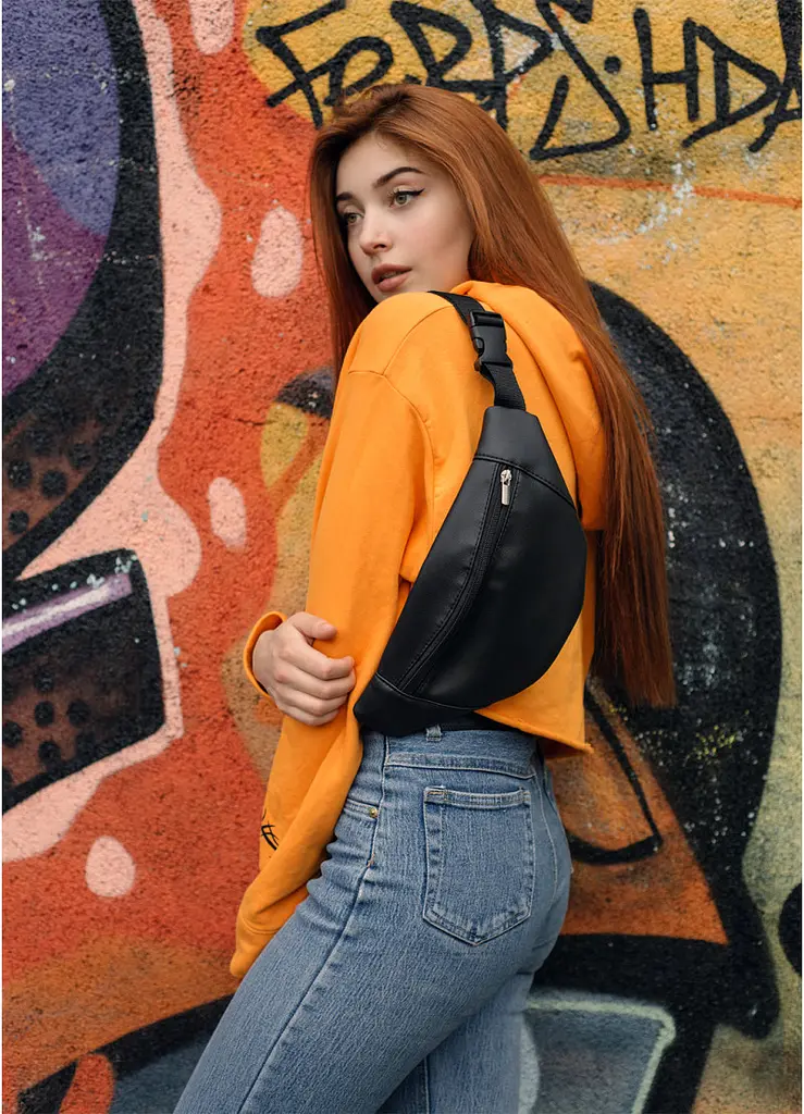Поясна сумка бананка Sambag Soho BSH чорний 33 х 14 см (82111001)