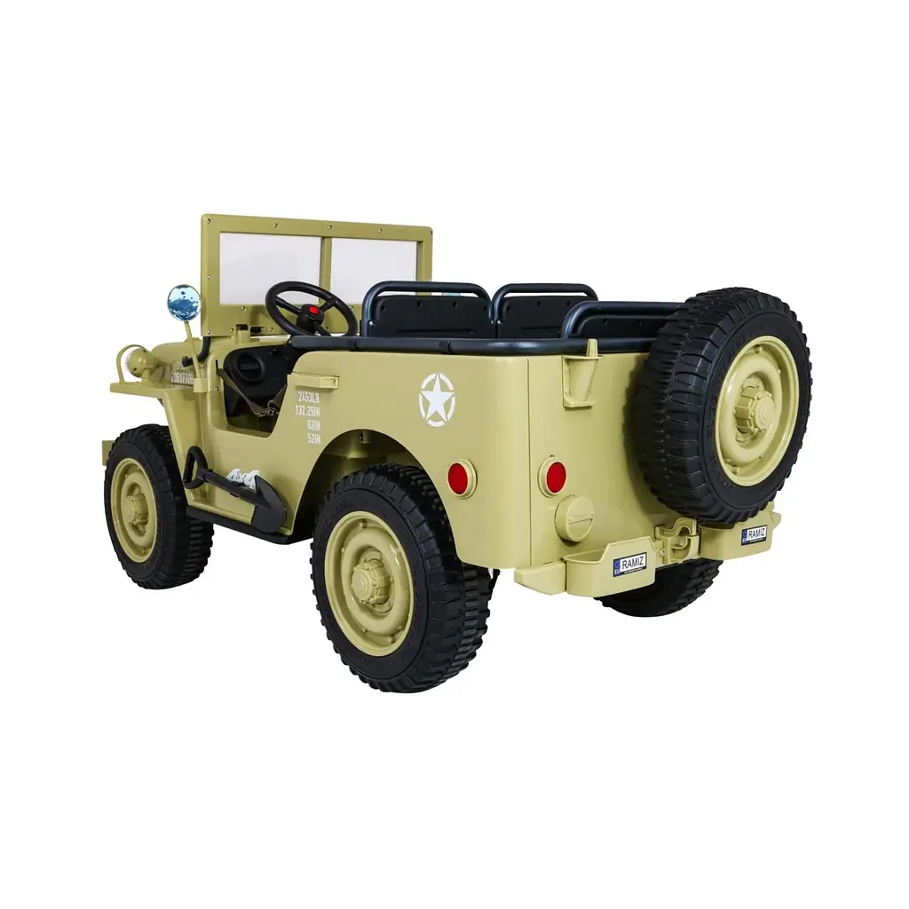 Електроавтомобіль військовий Ramiz Retro MP3 LED 12 В, зелений (PA.JH-101.ZIE) - фото 7